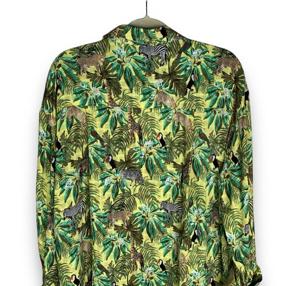 Jane + Delancey Safari Shirt Dress Jungle Animal Print Button Size Large - Picture 7 of 13